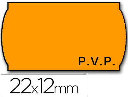 1500 etiquetas Meto PVC naranja lisas onduladas 22 x 12 mm.